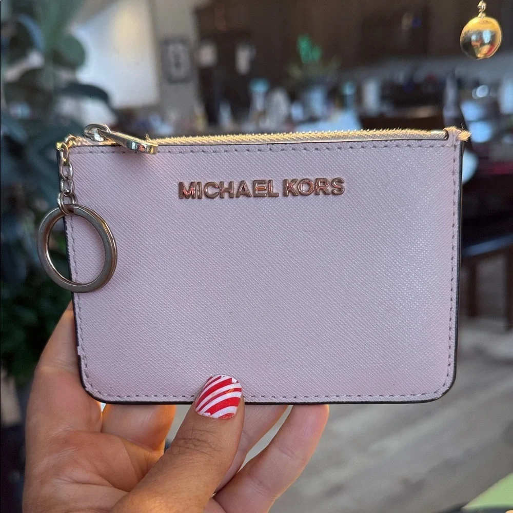Michael Kors Blush Card Holder with Keyring pink wallet coin purse MK designer